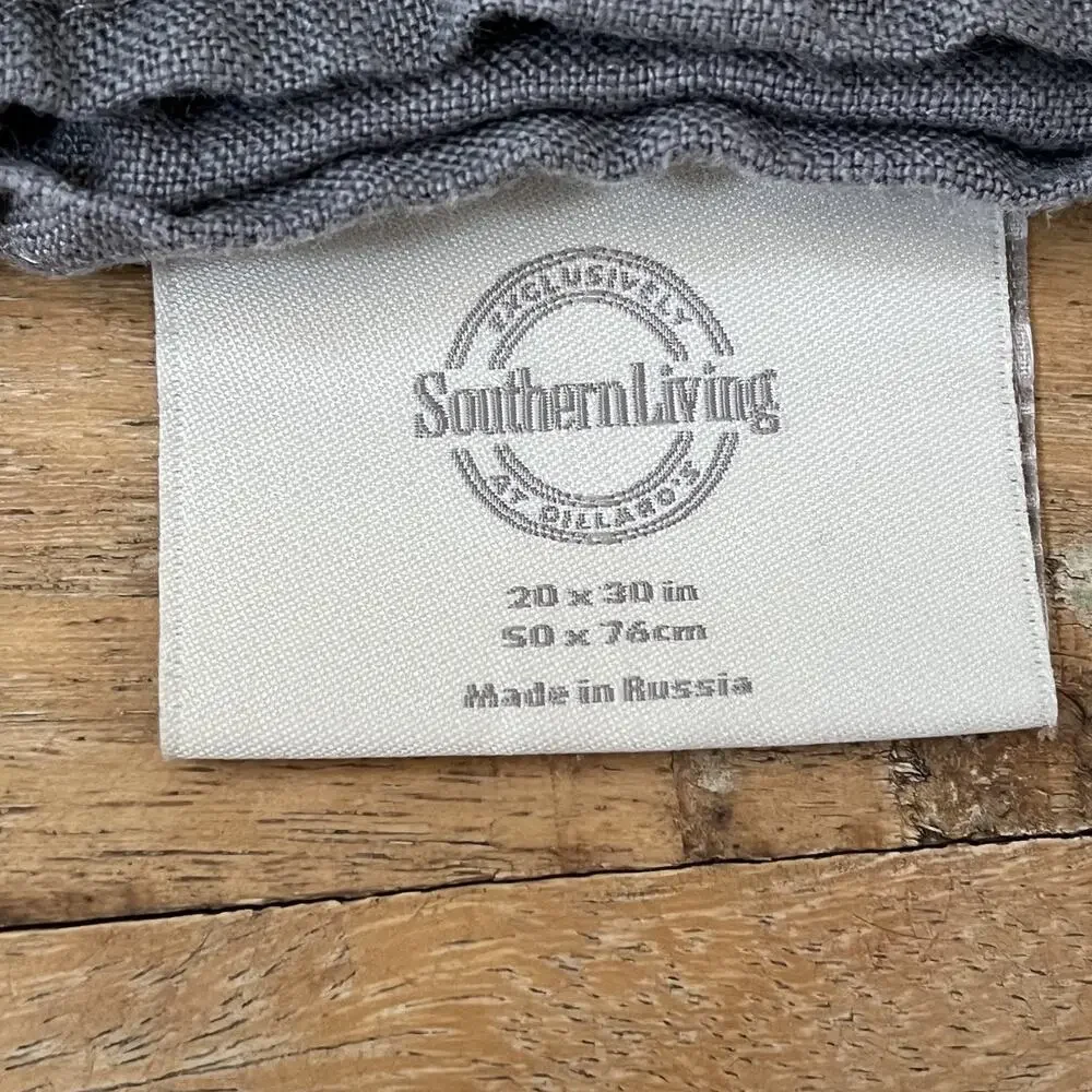 Southern Living Gray Kitchen Towels Set of 3 100% Linen 20